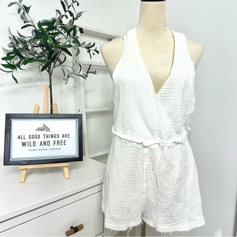 Spiritual Gangster White Gauze Romper Size Small - Picture 1 of 14